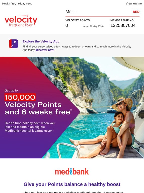 Get up to 150,000 Points with Medibank*