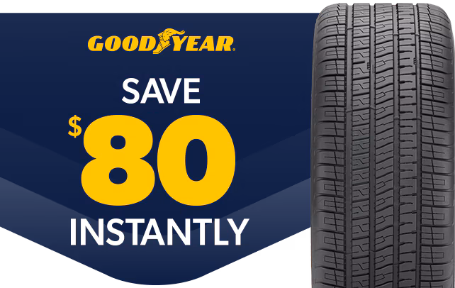 Save $80 Instantly on 4 Select Goodyear Tires