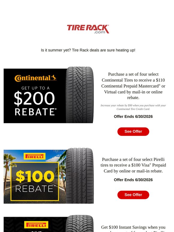 Hot Deals on Tires, Brakes, and Roll-Up Covers!