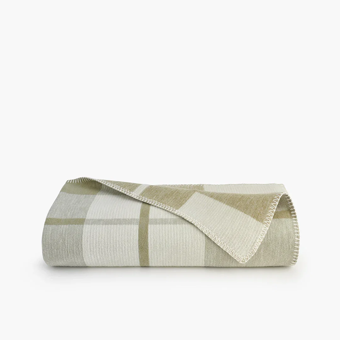 Organic Cotton & Wool Throw - Sage Tartan