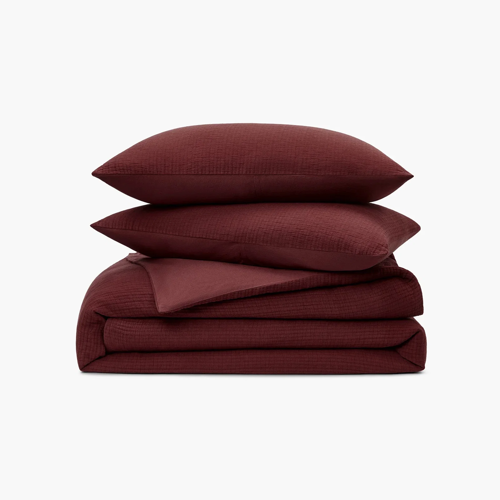 Organic Crinkle Matelasse Duvet Set - Raisin