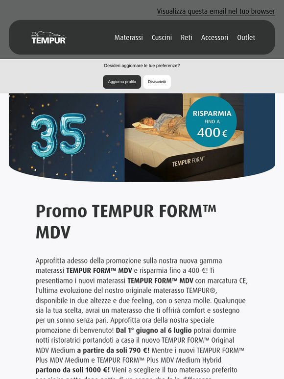 Scopri la nuova gamma TEMPUR FORM™ MDV!