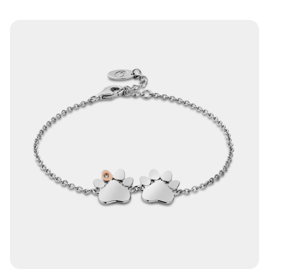 Paw Prints Sterling Silver Double-Paw Bracelet with Topaz