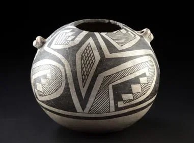 Black on White Anasazi Globular Pot