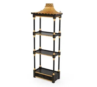 CHINOISERIE GILT FAUX BAMBOO PAGODA ETAGERE