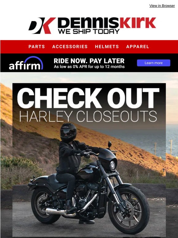Premium Gear. Closeout Prices. Ride into June with these Harley Closeout Deals!