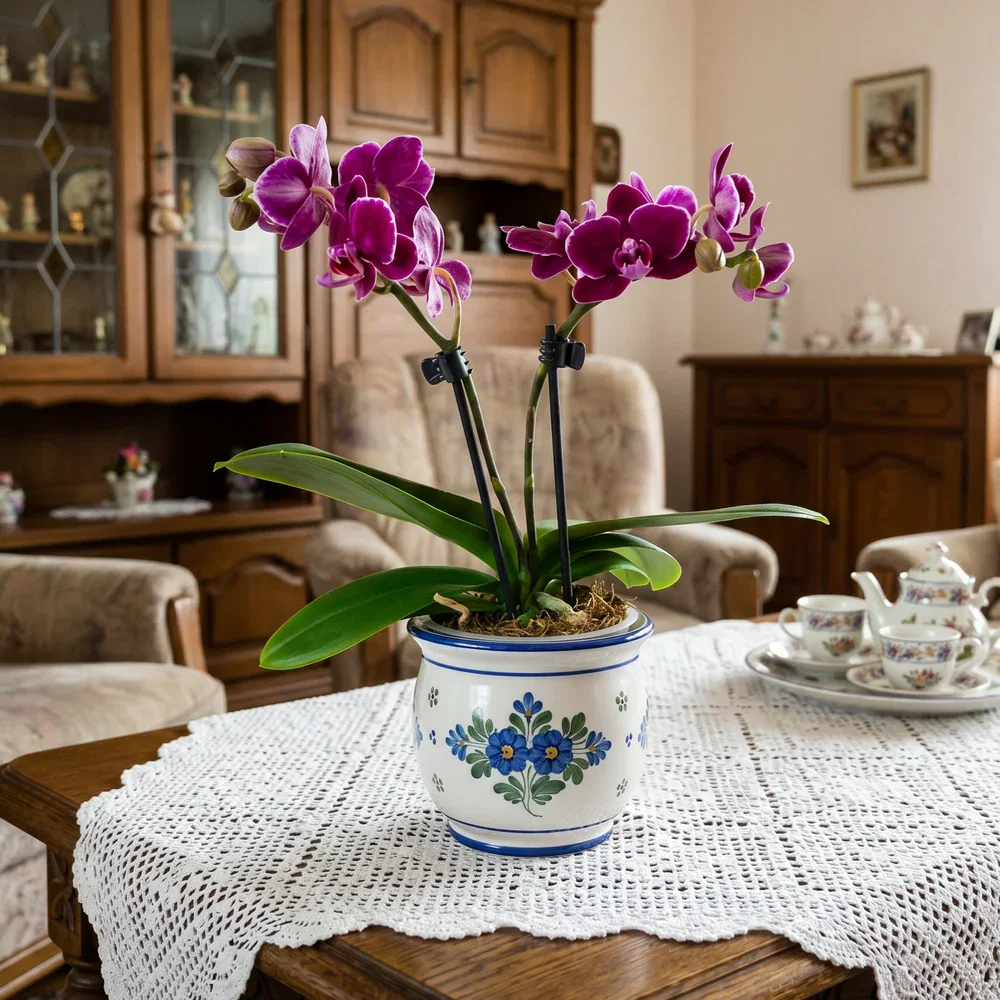 Table Dance Wilow mit dunkel-bordeauxfarbenen Blüten und 2 Rispen