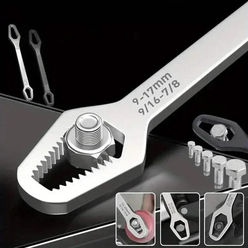 Image of Double End Multifunctional Universal Wrench, 3-17mm Self-Tightening Lazy Wrench Repair Tools