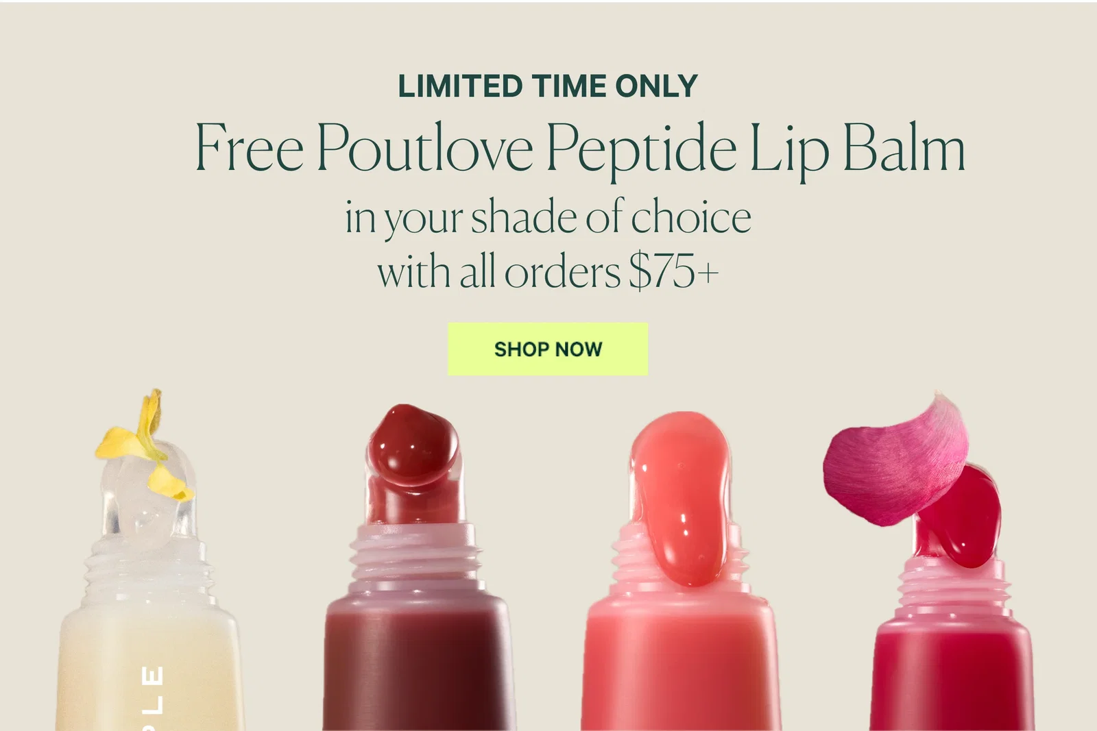  free Poutlove Peptide Lip Balm with orders $75+