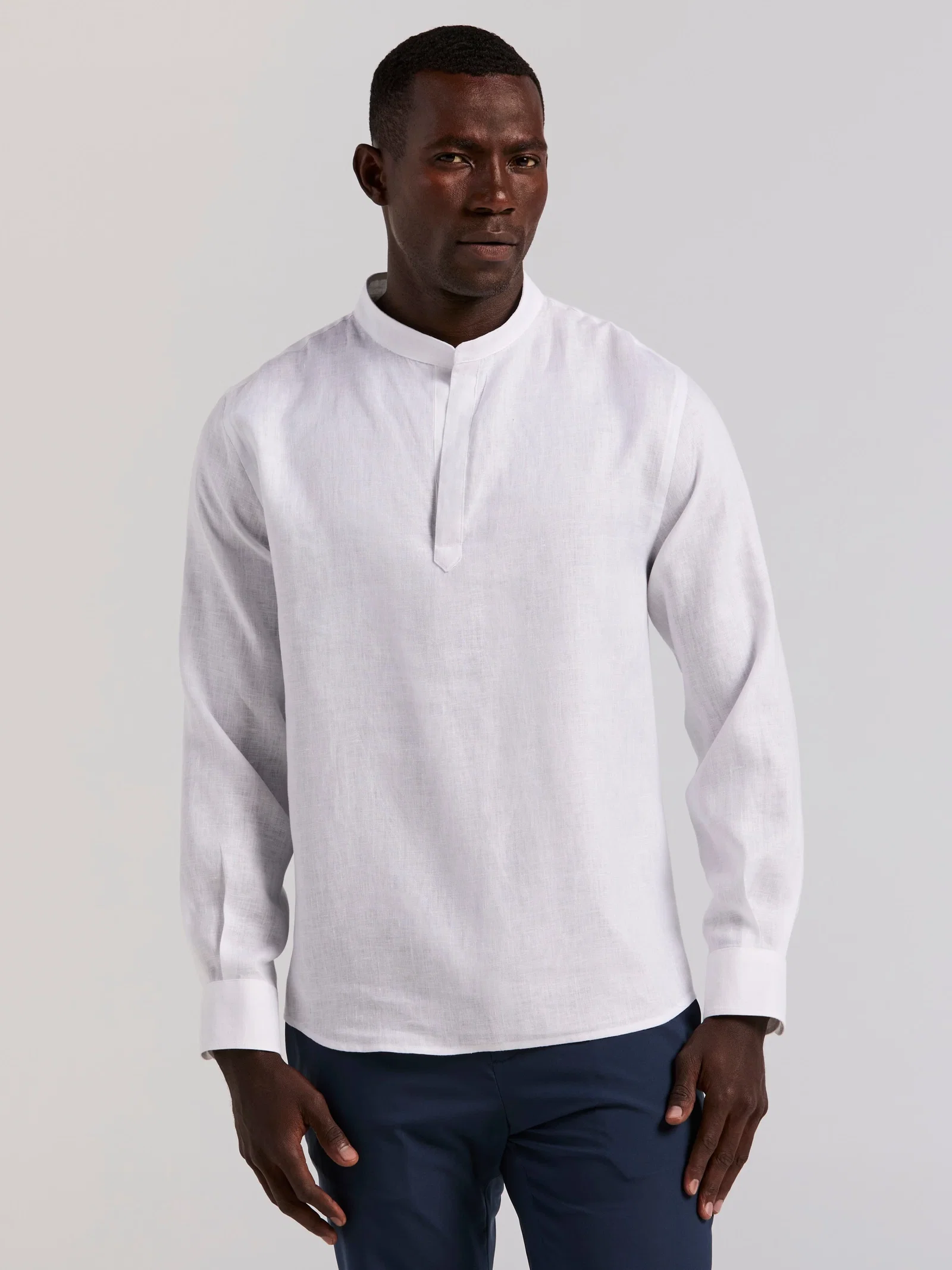Solid Linen Blend Popover Shirt Solid Linen Blend Popover Shirt