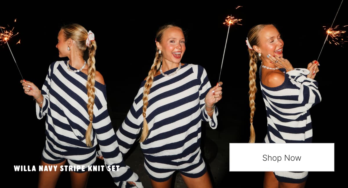 Willa Navy Strip Set