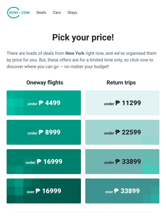 New deals from New York under ₱ 4499