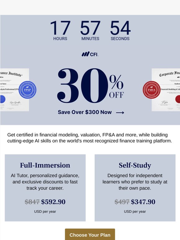 Save 30% On Our Top Courses in Accounting, Corporate Finance, AI, & More