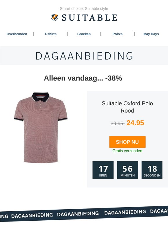 Alleen vandaag: Suitable Oxford Polo Rood