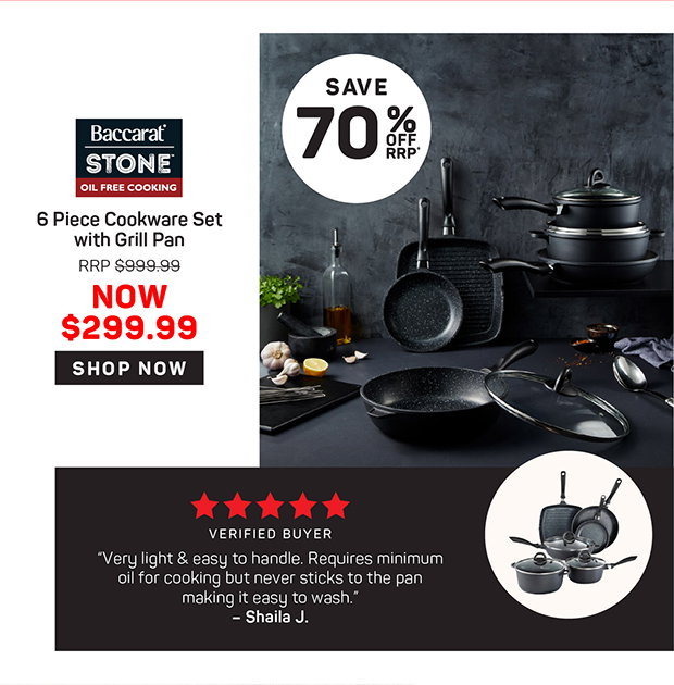 Baccarat STONE 6 Piece Cookware Set with Grill Pan
