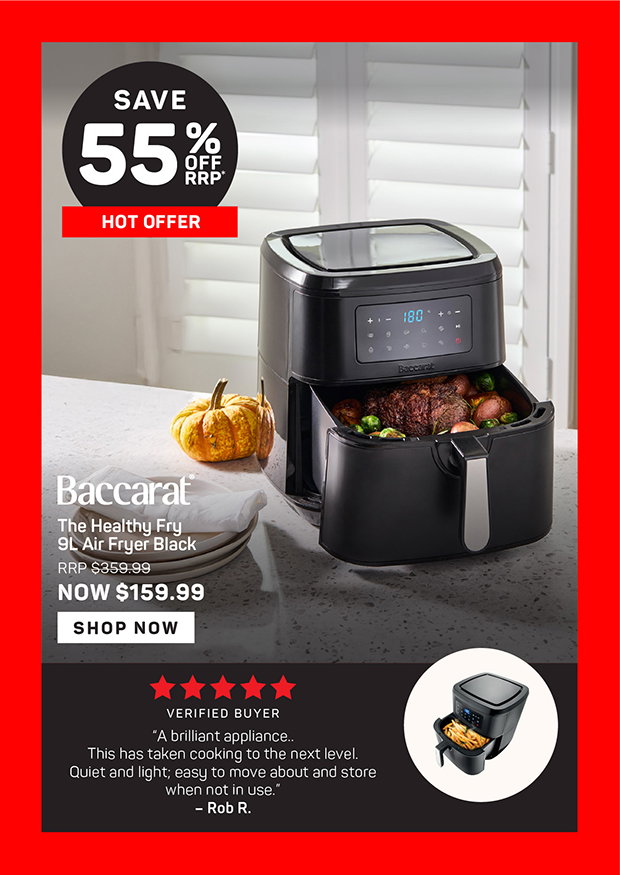 Baccarat The Healthy Fry 9L Air Fryer Black