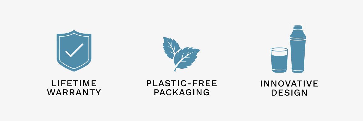lifetime warranty / plastic-free packaging / innovative design