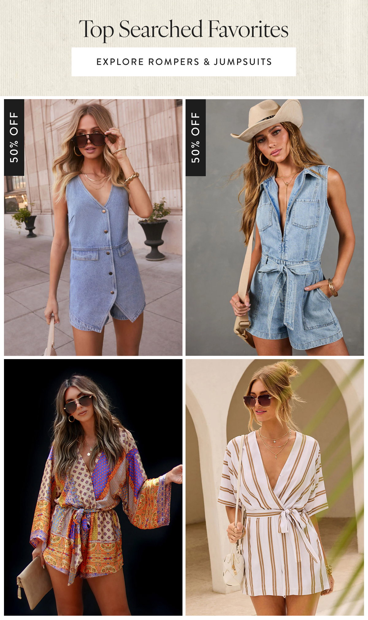 Top Searched Favorites. Shop Rompers & Jumpsuits