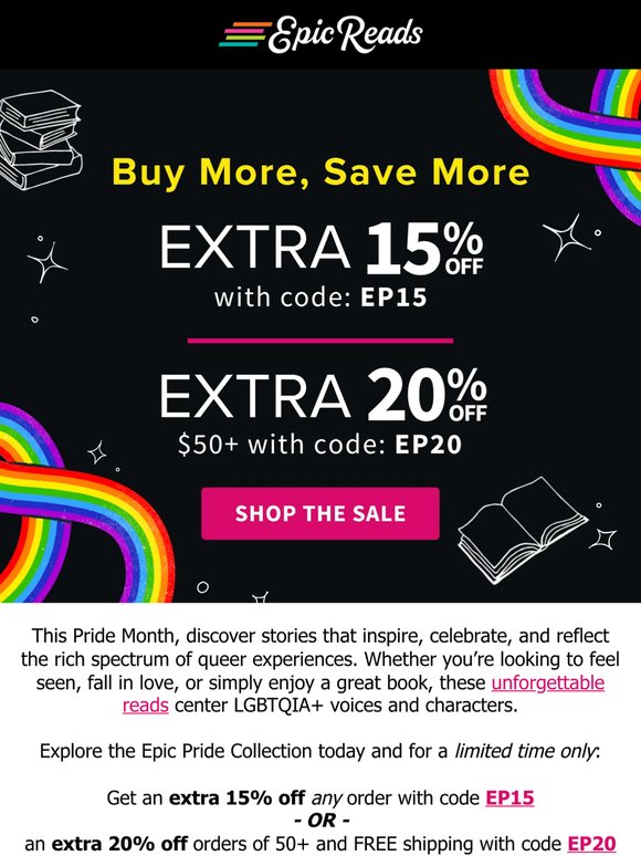 Stack your TBR this Pride month with an extra 15% off! 📚