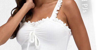 Frill ribbed long pyjama set
