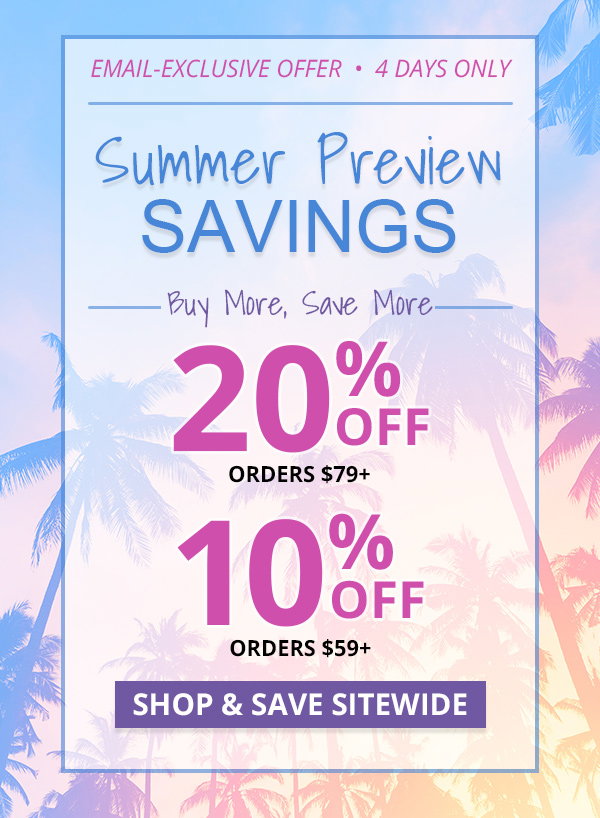 An image promoting the buy more, save more sale with savings up to 20% off storewide at Potpourri Gift