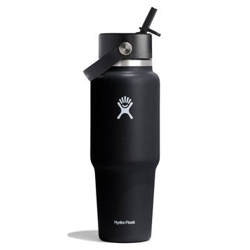 Hydro Flask 32oz Wide Mouth Flex Straw Travel Bottle - Black: Vacuum-Insula