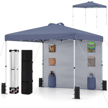 Costway Commercial Pop-Up Canopy with Sidewall & 6 Storage Pockets