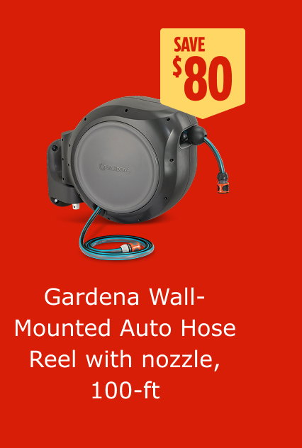 Gardena Wall-Mounted Auto Hose Reel with nozzle, 100-ft. Save $80.