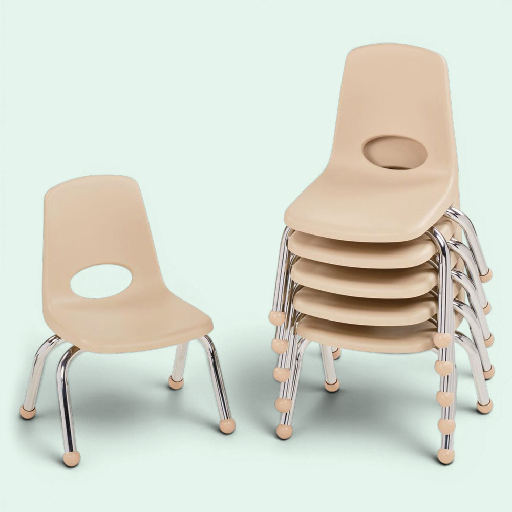 10" Stack Chair with Ball Glides - Sand, Set of 6