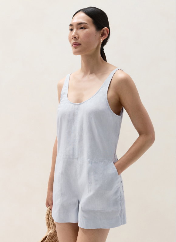 Linen Scoop Neck Playsuit
