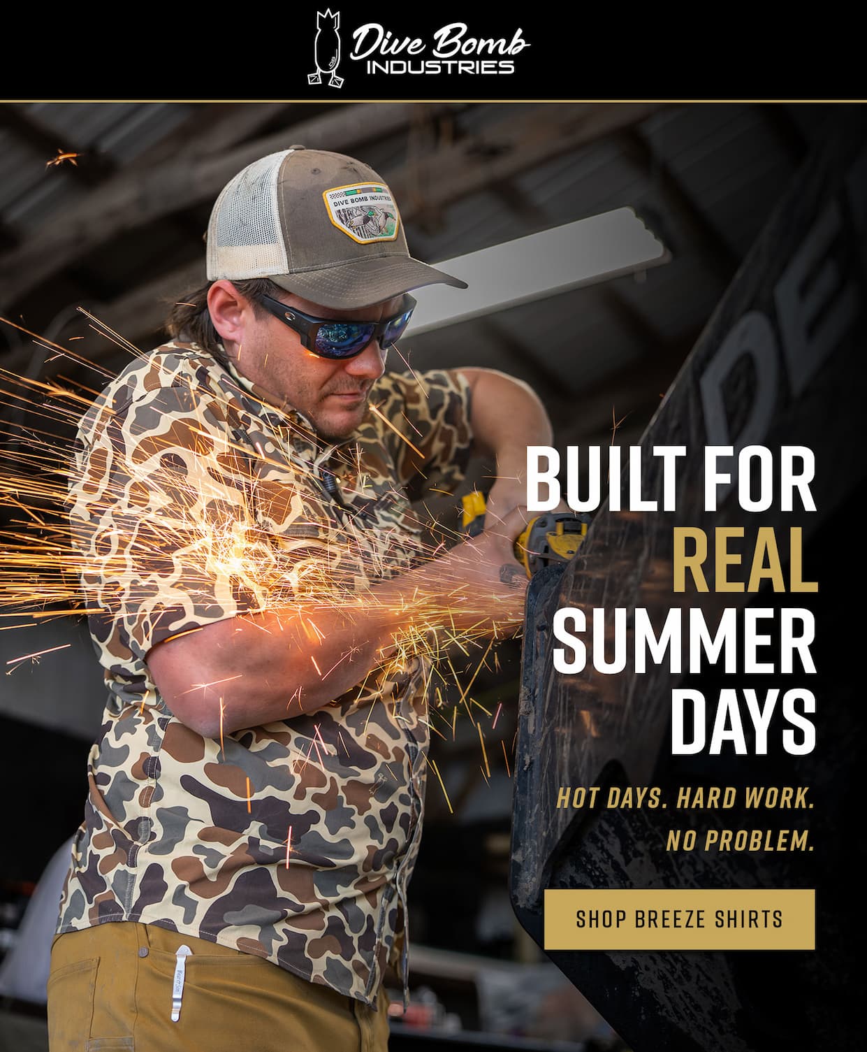 Built for real summer days. Hot days. Hard work. No Problem. Shop Breeze Shirts