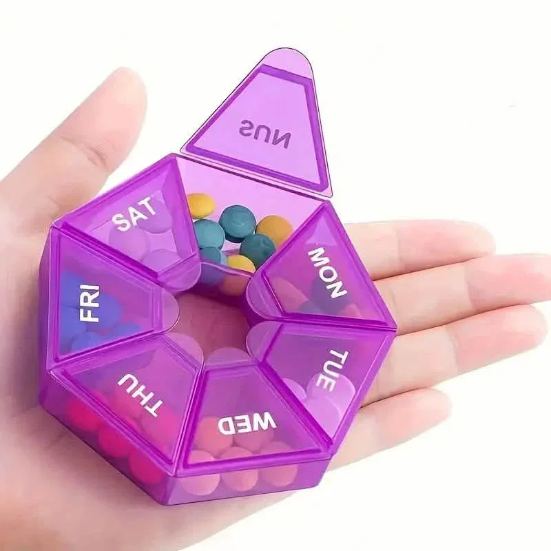 Image of Weekly Rainbow Pill Box - 7-Grid Thickened Pill Storage Box