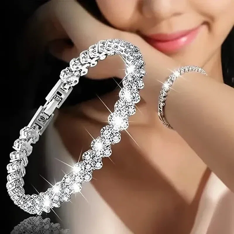 Image of 18K Golden Plated Stainless Steel Bracelet with Rhinestone Embellishments