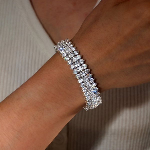 Multi Row Tennis Bracelet For Women In Sterling Silver