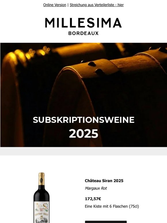 Bordeaux Subskription 2025: Neuerscheinungen des Tages