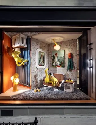 This Artist Just Gave a Hermès Store Window a Whimsical Makeover