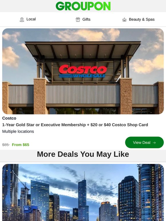 Costco Membership + $45 Shop Card from $65