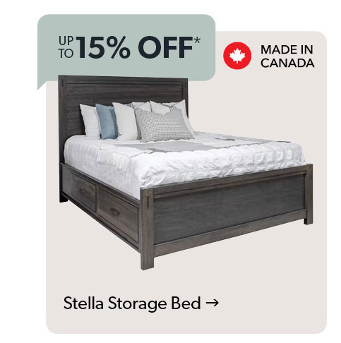 Up to 15 percent off. Stella Storage Bed. Click to shop.
