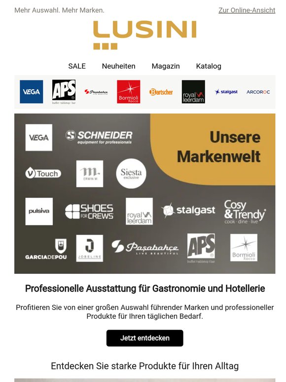 Große Auswahl führender Marken – direkt bei LUSINI.