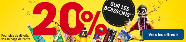 20 % de réduction sur les boissons
