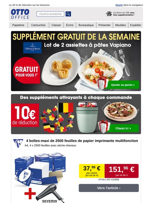 Notre supplément gratuit : lot de 2 assiettes à pâtes de Villeroy & Boch !