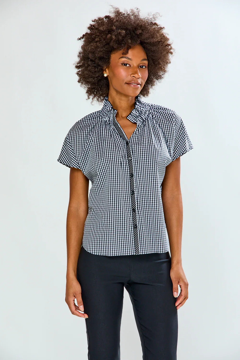 Image of The Hattie Top in Black/Wht Gingham