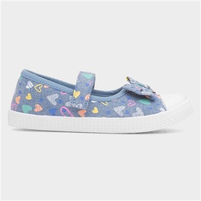 Walkright Claudia Girls Blue Heart Bow Canvas