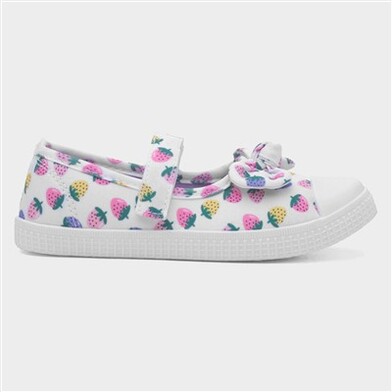 Walkright Claudia Girls White Strawberry Canvas