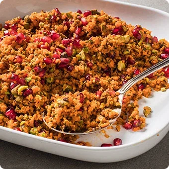 Chopped Carrot Salad with Mint, Pistachios, and Pomegranate Seeds