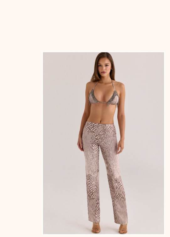 Maren Animal Print Satin Straight Leg Trousers