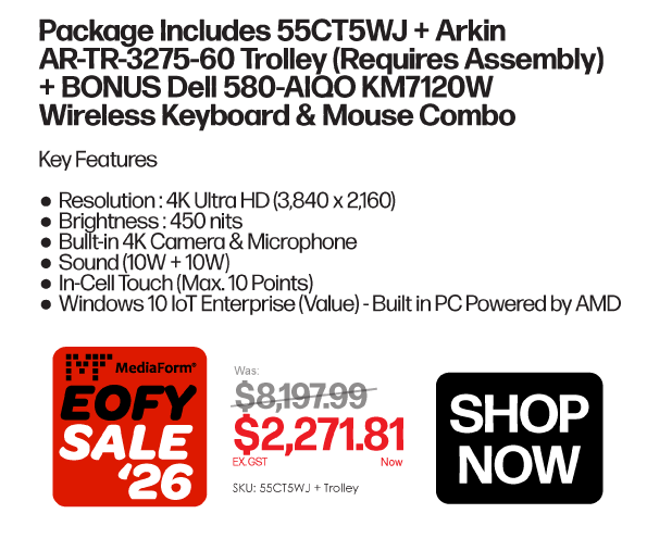 Shop Now: Package includes 55CT5WJ + Arkin AR-TR-3275-60 + Bonus Dell 580-AIQO Wireless Keyboard & Mouse Combo