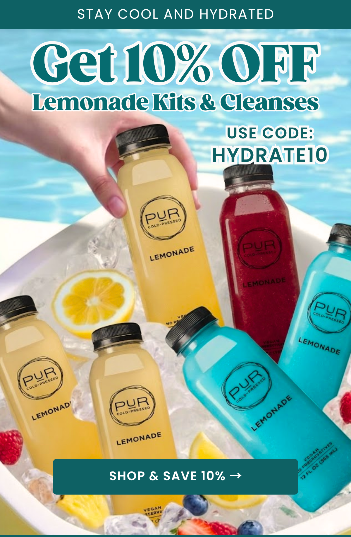 Get 10% Off lemonade kits and cleanses. Use code HYDRATE10