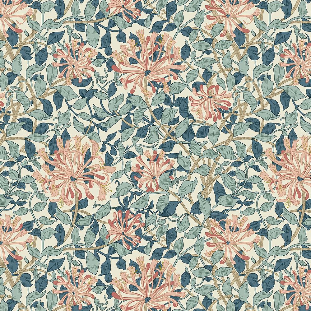 Image of FreeSpirit - The Original Morris & Co. - Honeysuckle - Aqua - Yardage