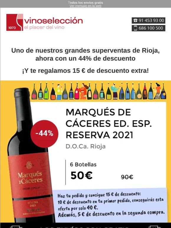 ¡44% DTO! Marqués de Cáceres Edición Especial Reserva 2021, un gran superventas de Rioja en exclusiva